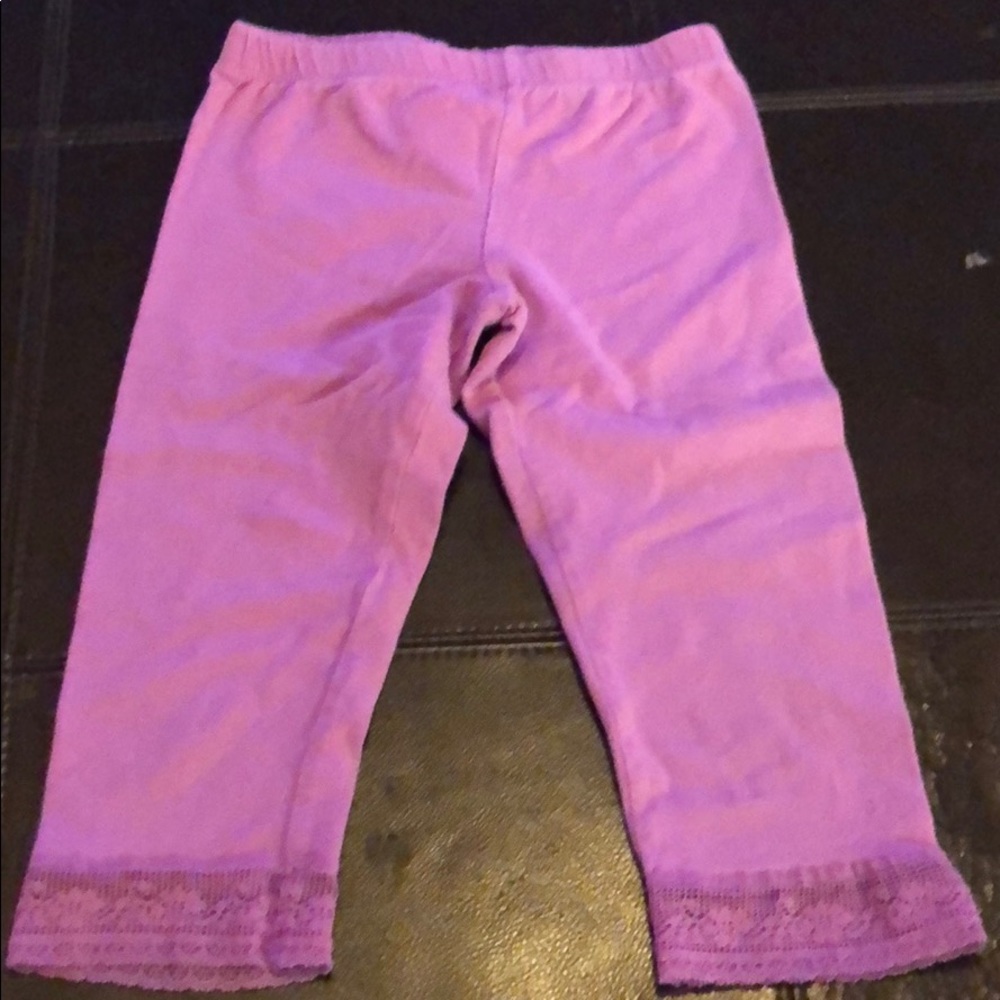 Purple capris with lace at bottom